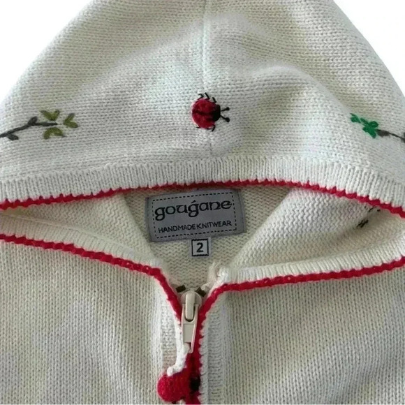 Gougane Handmade Knit Embroidered Cardigan Size 2 - Picture 2 of 5